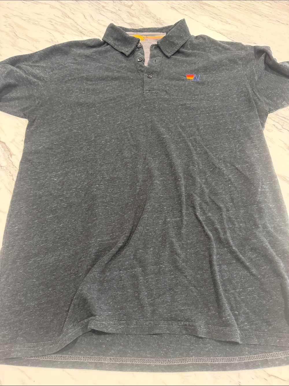 Aviator Nation Heather Charcoal Polo with Sunset Logo